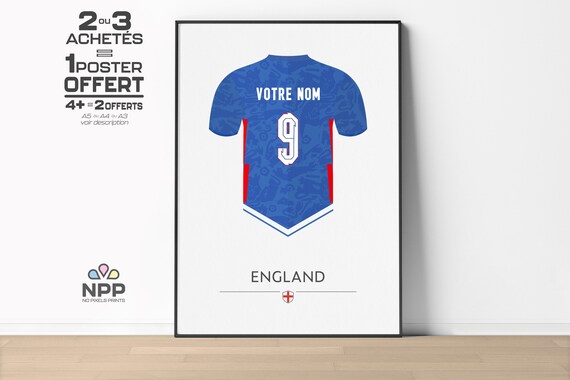 ANGLETERRE Personnalisable Nom Numero Flocage Maillot Football Poster Minimaliste Affiche ENGLAND Etsy France