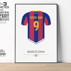 BARCELONA | 20-21 | Customizable Name & Number - Flocking Football Shirt - Minimalist Poster - Poster