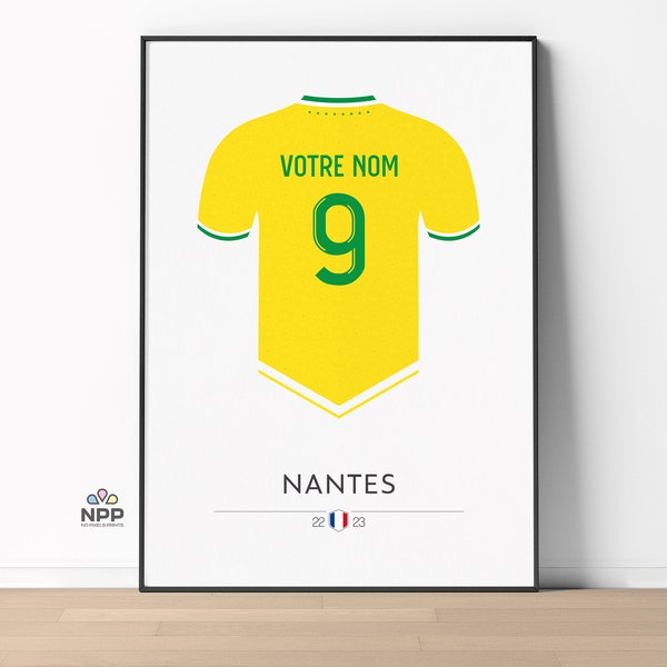 ᐒᐈ Affiche Personnalisée NANTES ᮺ Poster de Foot Personnalisable ᮺ Affiche Cadeau de Football Prénom Enfant ᮺ Foot Décoration ᮺ 22/23