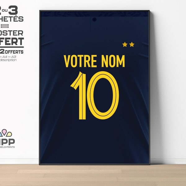 ᐒᐈ Affiche Personnalisée FRANCE 2022 ᮺ Poster de Foot Personnalisable ᮺ Affiche Cadeau de Football Prénom Enfant ᮺ Foot Décoration ᮺ Dom.