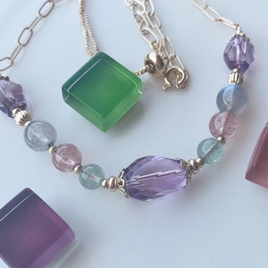 Amethyst Necklace | Strawberry Quartz | Labradorite Necklace | Natural Crystal Necklace | Charm Necklace | Pendant Necklace | Womens gift