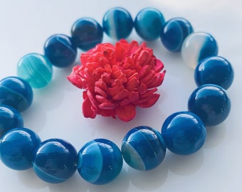 Blue Lace Agate Bracelet | Lace Agate Bracelet | Beaded Bracelet | Natural Gemstone Bracelet | Rare Gemstone | Mens Gift | Womens Gift