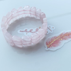 Rose Quartz Bangle | Natural Crystal Bangle | Beaded Bangle | Unique Shaped Bead Bangle | Womens Gift