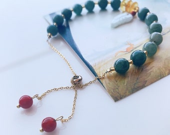 Jade Bracelet | Natural Gemstone Bracelet | Gemstone Bracelet | Beaded Bracelet | Charm Bracelet | Womens Gift