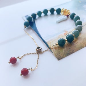 Jade Bracelet | Natural Gemstone Bracelet | Gemstone Bracelet | Beaded Bracelet | Charm Bracelet | Womens Gift