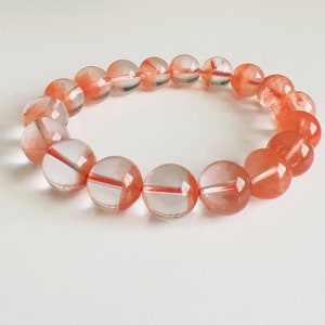 Red Rabbit Hair Bracelet | Natural Quartz Bracelet | Rutilated Quartz Bracelet | 10mm Bead | Beaded Bracelet | Half Bowl | Mens Womens Gift