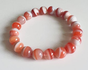 Pulseira Ágata Vermelha | Pulseira de ágata de renda | Pulseira de miçangas | Pulseira de pedras preciosas naturais | Pulseira Ágata Natural | Presente masculino | Presente feminino