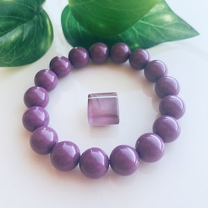 Lepidolite Bracelet | Purple Mica Bracelet | Beaded Bracelet | Natural Crystal Bracelet | 11mm Bead Bracelet | Mens Gift | Womens Gift