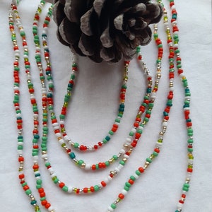 Einzelstrang perlen kette, Weihnachten kette, Perlen kette weihnachten, rocailles perlen kette, perlen ketten, perlen kette, mix perlen kette