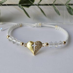 Cross bracelet, 24 colours, Heart cross Bracelet, Macramé Cross bracelet, Gold heart charm, adjustable bracelet, Heart cross bracelet
