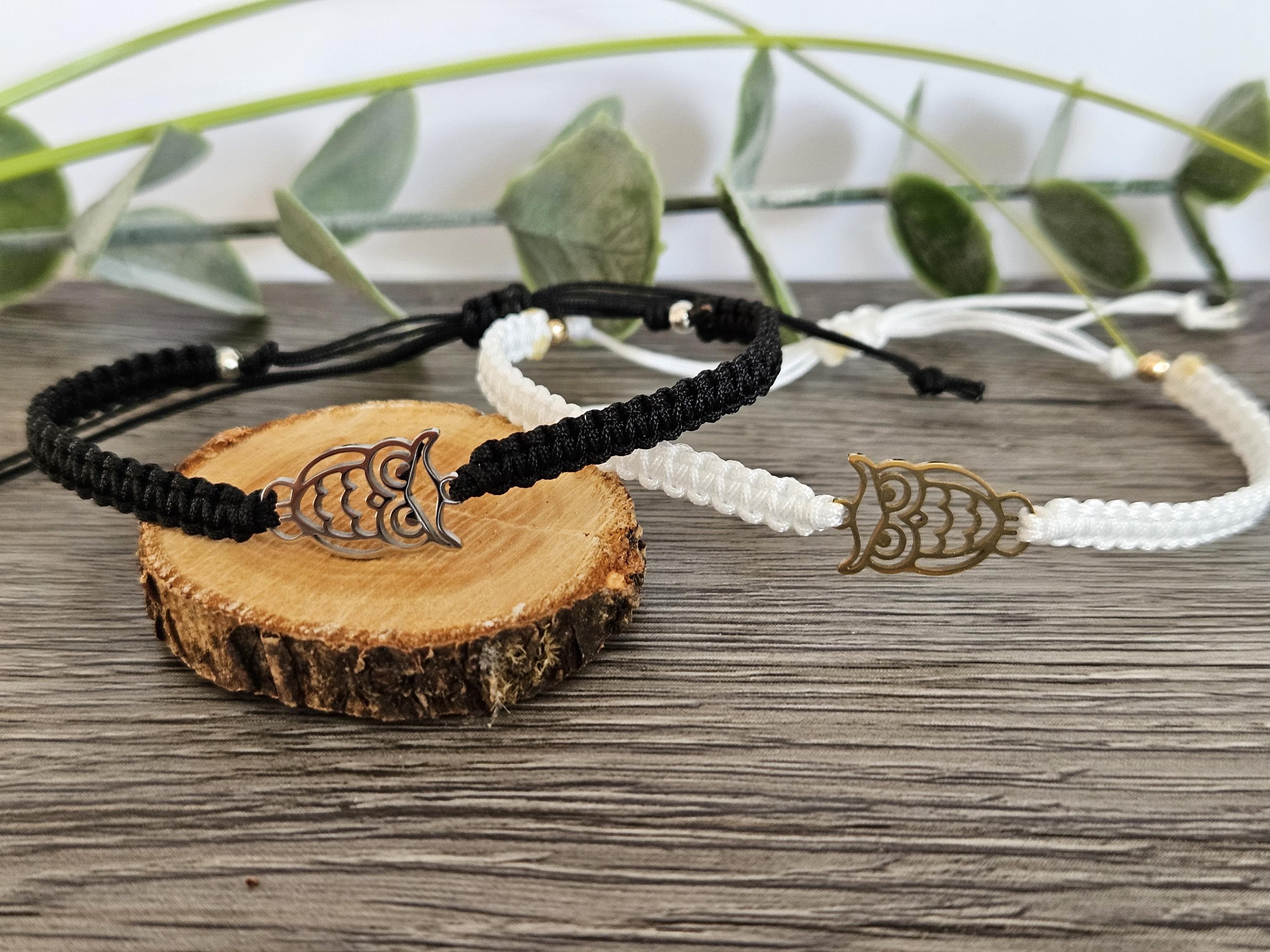 Owl bracelet, 24 colour options, Macramé owl bracelet, stainless steel charm, Owl charm, adju