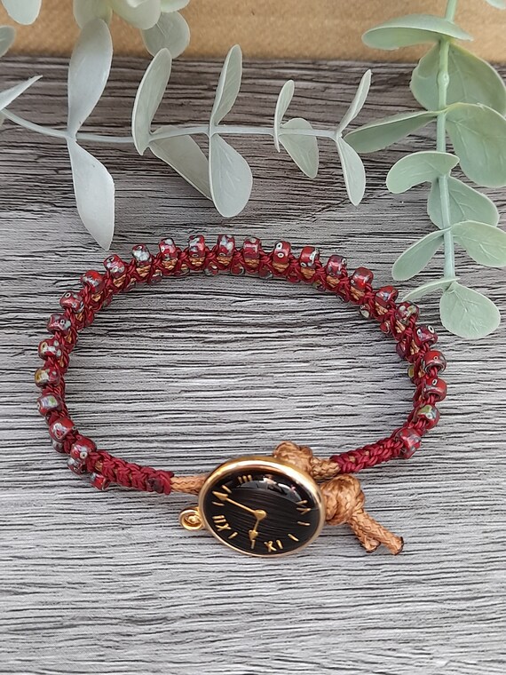 Single Wrap Beaded Bracelet, Red Beaded Wrap Bracelet, Beaded