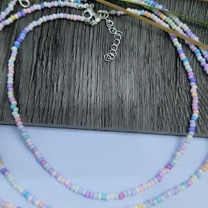 Pastel Single strand beaded necklace, beaded necklace, Mixed pastel bead necklace, seed bead necklace, beaded necklaces, mix beaded necklace