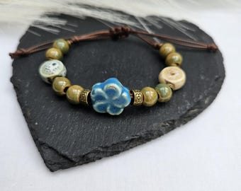 Ceramic Bracelet, beaded bracelet, multicolour bracelet, adjustable bracelet