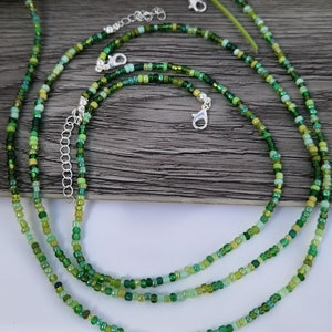 Green Single strand beaded necklace, beaded necklace, Mixed green bead necklace, seed bead necklace, beaded necklaces, mix beaded necklace