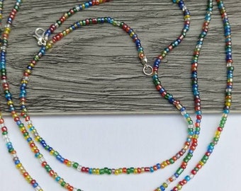 Single strand beaded necklace, transparent glass bead necklace, Mix bead necklace, seed bead necklace, beaded necklaces, mix beaded necklace