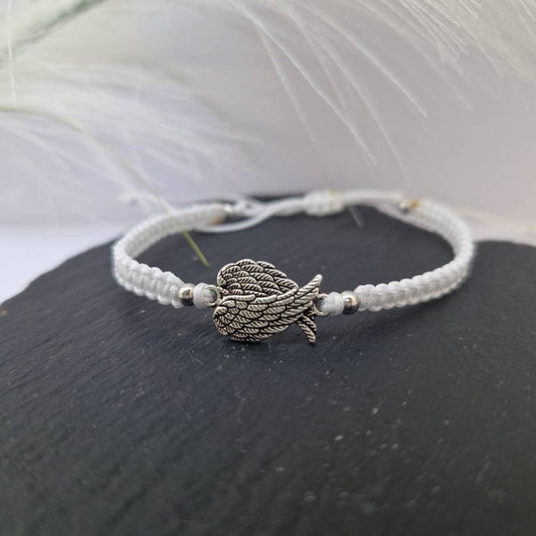 Wings bracelet, 12 colours, angel wings Bracelet, Macramé wings bracelet, Angel wings, silver Wing bracelet, angel wings charm