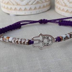 Macrame Hamsa hand bracelet, Charm bead bracelet, friendship bracelet, surf bracelet, hamsa hand, charm bracelet, waterproof bracelet