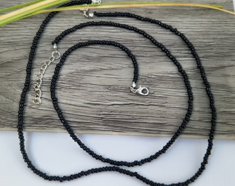 Black beaded necklace, beaded necklace, seed bead necklace, black necklace, beaded necklaces, black beads