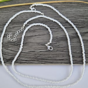 White beaded necklace, solid white necklace, beaded necklace, seed bead necklace, white necklace, beaded necklaces, white beads