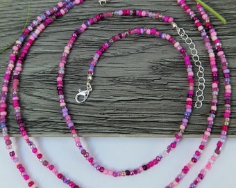 Pink purple Single strand beaded necklace, beaded necklace, Mixed bead necklace, seed bead necklace, beaded necklaces, pink purple necklace