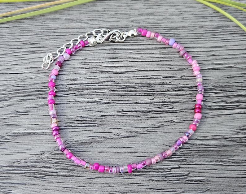 Armband/fotlänk med seed beads, 17 färger, Pärlarmband, Fotlänkar med seed beads, Enkelradigt armband i lager, färgglatt armband bild 3