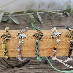 Dragon bracelet, 24 colours, Charm bead bracelet, charm bracelet, Dragon Charm dragon macrame bracelet