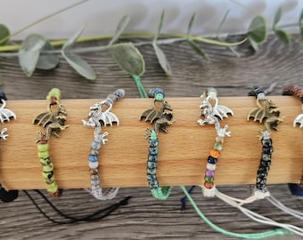 Dragon bracelet, 24 colours, Charm bead bracelet, charm bracelet, Dragon Charm dragon macrame bracelet