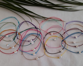 Initial bracelet, Nylon bracelets, Letter bracelets, Nylon cord bracelet, slide knot, Initial letter bracelet