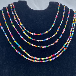 Single strand beaded necklace, multicoloured necklace, random  coloured necklace, seed bead necklace, beaded necklaces