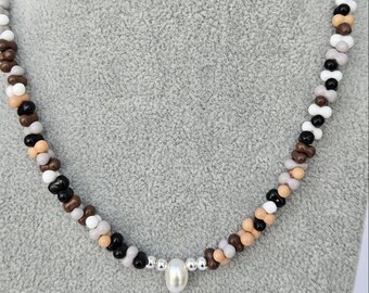 Collar de cuentas y perlas, collar de cuentas de maní, collar de perlas de agua dulce, gargantilla de cuentas, collar de cuentas