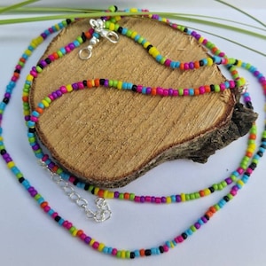 Neon Single strand beaded necklace, beaded necklace, Mixed bead necklace, seed bead necklace,bright beaded necklaces, neon necklace