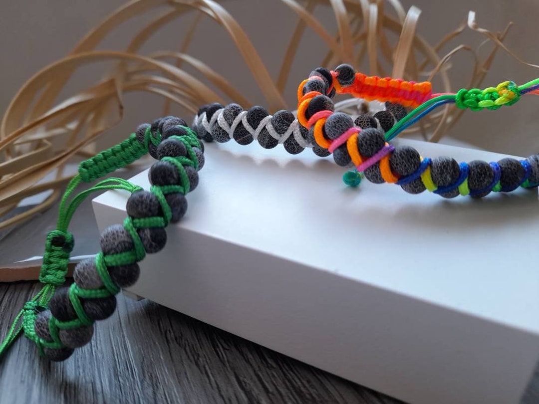 Double Beaded Macramé Bracelets, Semi Precious Onyx Beads