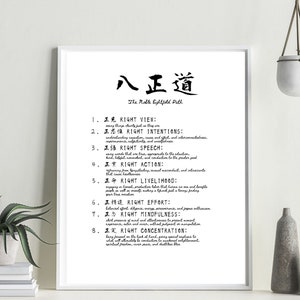 The Noble Eightfold Path ,Wall Art,Instant Download, Zen Quote Print, Zen Quote Printable