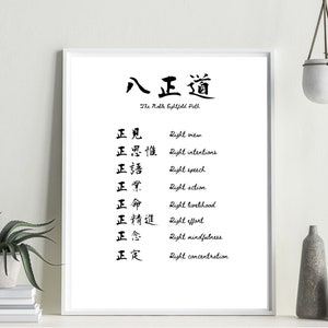 The Noble Eightfold Path ,Wall Art,Instant Download, Zen Quote Print, Zen Quote Printable