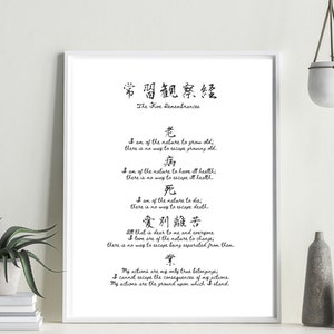 The Five Remembrances,Wall Art,Instant Download, Zen Quote Print, Printable