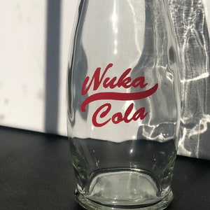 Fallout Nuka Cola  Bottle Fan Art  Gamer Gift Reusable Glass Video Game Decor Minimalistic Food Safe Screw on Cap