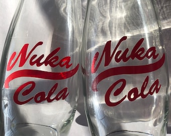 2 Pack Fallout Nuka Cola Bottle Fan Art Gamer Gift Reusable Glass Video Game Minimalistic Decor Food Safe Bottle Screw Cap Choose 2 Bundle