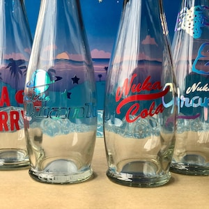 Fallout Nuka Cola Bottle Cap Quantum Cherry Grape Bundle of 4 or 1 single Reusable Glasses Set Gamer Gift Fan Art Minimalistic Food Safe