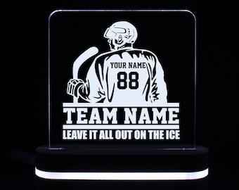 Custom Hockey Sign LED Light Gift for Hockey Player Keepsake Desk Light For Mom Hockey Light Personalized Light Sign Gift for Mom