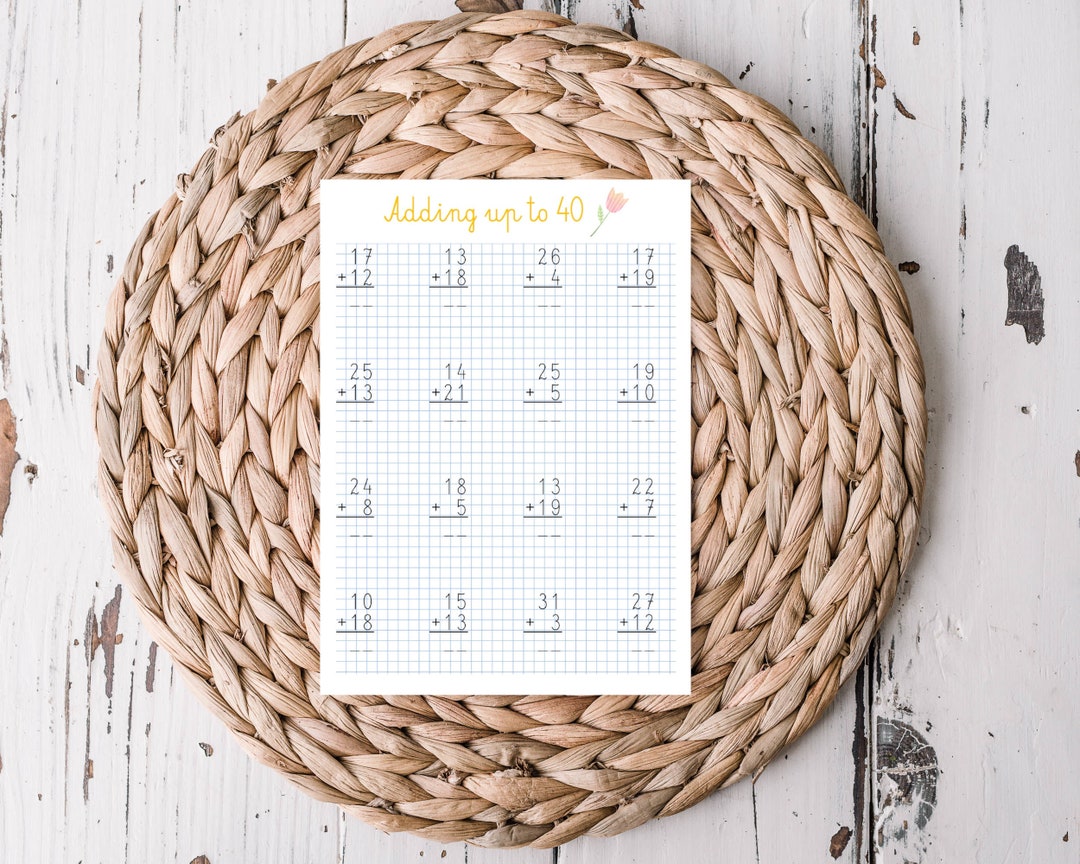 Adding up to 40, Homeschool Tracing Sheets, Printable Tracing ...