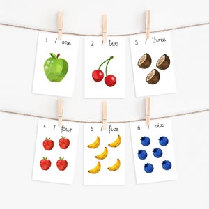 Fruits Number Flashcards 1-10, Number print, Home school Printable, Educational pack, Counting Cards, Numbers and Counting 1-10