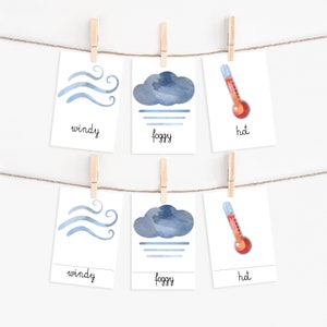 Météo 13 Cartes, Météo Montessori Flash 3 Partie Matériel Éducatif École à la maison Imprimable Apprentissage École à la maison Imprimable