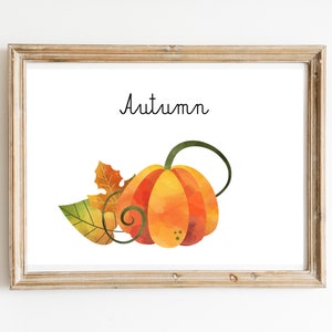 Póster, Póster de otoño, Impresiones de sala de juegos, Decoración del aula Montessori, Descarga instantánea de la escuela en el hogar, Impresión de sala de juegos para niños, Decoración de sala de juegos