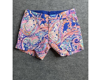 Lilly Pulitzer Short Talla 2 Chino Floral Algodón Preppy Tropical Multicolor