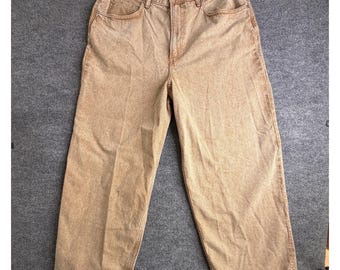 H&M Super Baggy Fit Coupe Ultra Baggy Denim 38x32 *Heel Tear* Y2K Light Brown