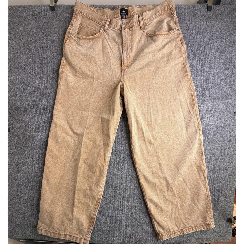 H&M Super Baggy Fit Coupe Ultra Baggy Denim 38x32 *Talón rasgado* Y2K Marrón claro imagen 1