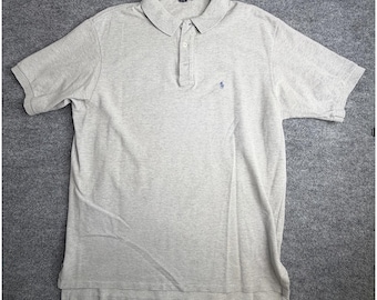 Polo Ralph Lauren Mesh Polo Shirt Mens XL Gray Cotton Pony Logo Short Sleeve