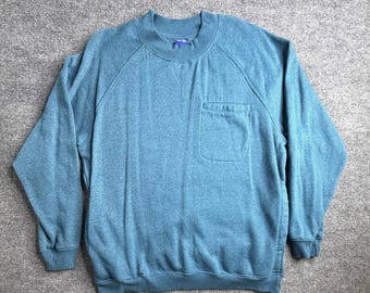 Vintage Active Joe Haband Sweatshirt Mens Large Blue Pocket Long Sleeve