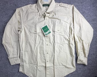 Vintage George Stafford & Sons Shirt Mens XLarge Khaki Button Up Sport Hunt Bird